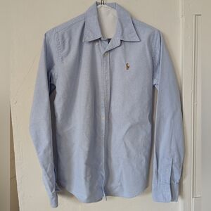 Women's Ralph Lauren Slim Fit Blue Cotton Button Down Shirt